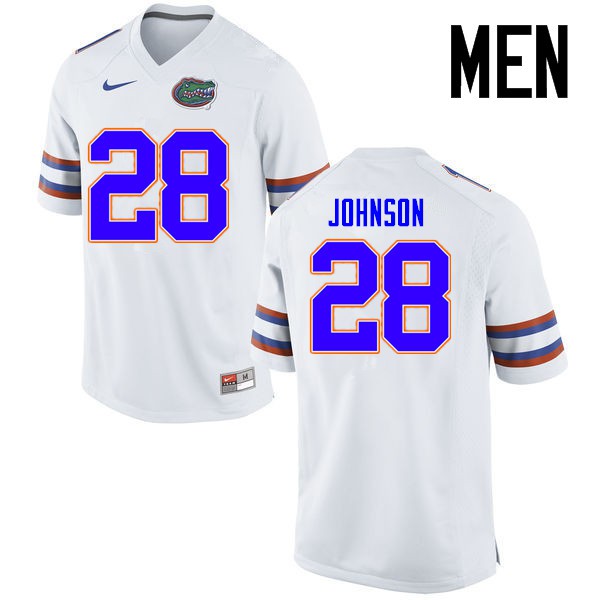 Florida Gators Men #28 Kylan Johnson College Football Jerseys White